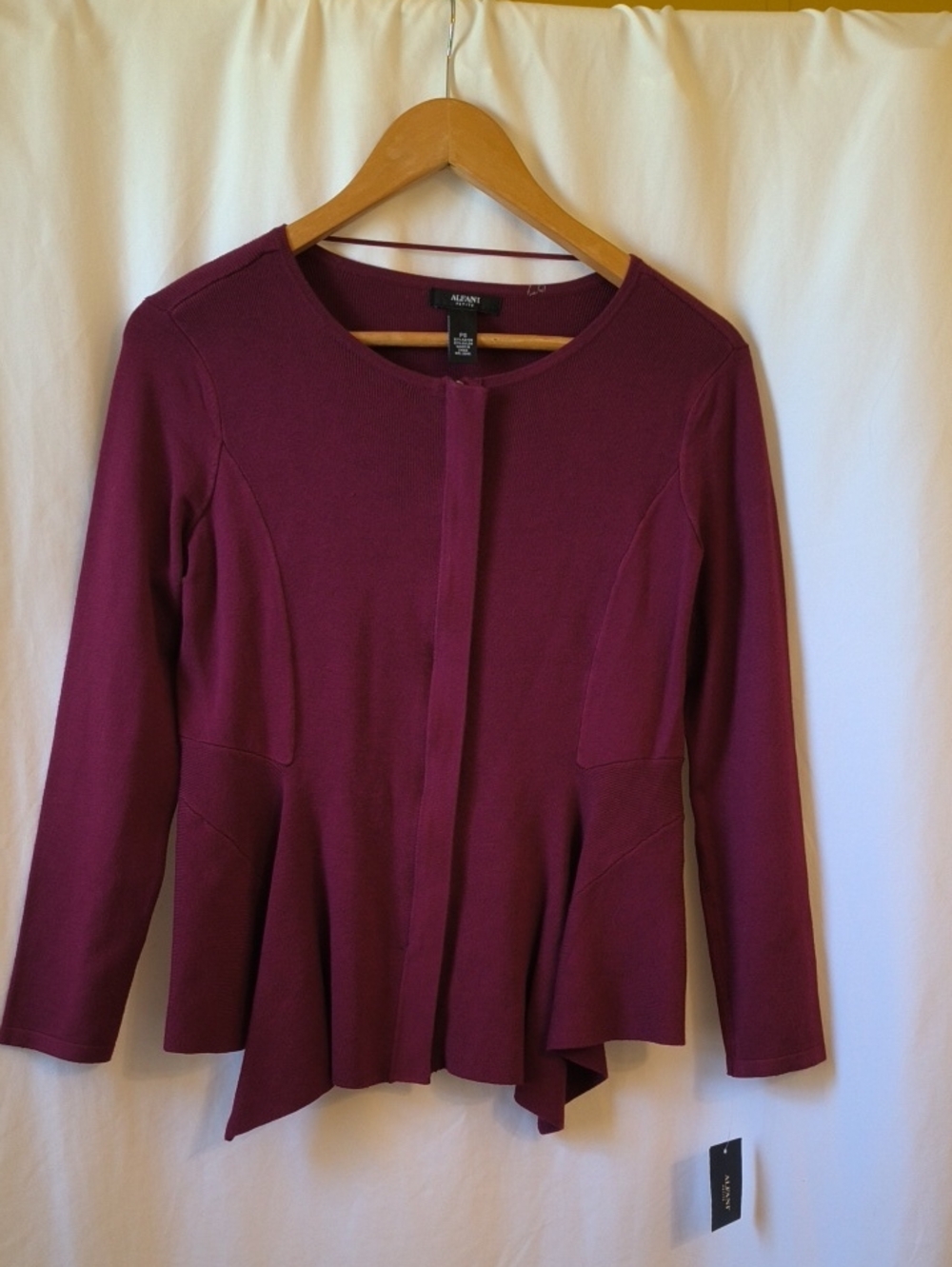Alfani Peplum Cardigan in Deep Magenta